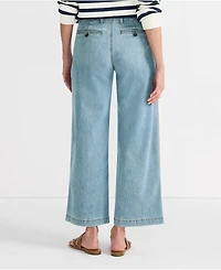 Lands' End Women's Mid Rise Denim Wide Leg Ankle Jeans