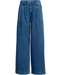 Lands' End Women's Lightweight Denim Mid Rise Pleated Slouchy Jeans