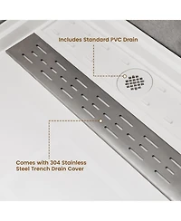 Casainc 60"W X 32"D Smc Single Threshold Shower Base Anti-Slip Shower Pan, Drain Assembly & Drain Cover Included