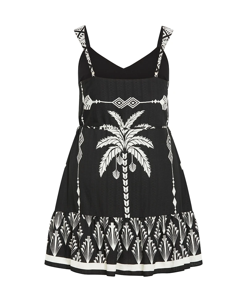 City Chic Plus Peta Border Print Dress