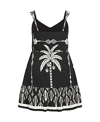City Chic Plus Peta Border Print Dress