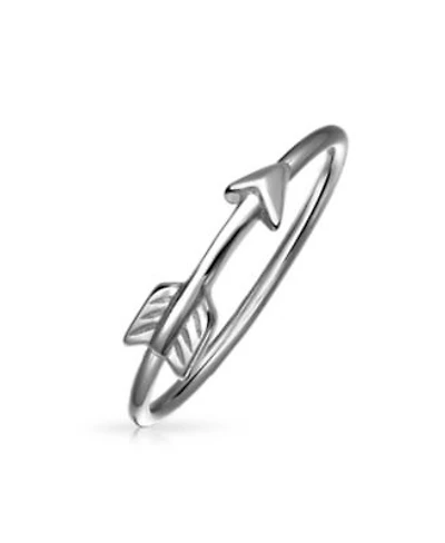 Bling Jewelry Minimalist Simple .925 Sterling Silver Midi Knuckle Thin 1MM Band Stackable Cupids Love Arrow Ring