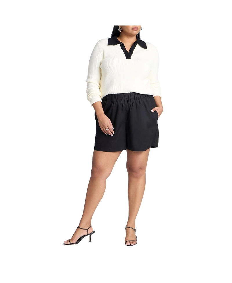 Eloquii Women's Easy Pull On Linen Blend Short