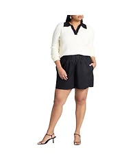 Eloquii Women's Easy Pull On Linen Blend Short