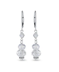 Bling Jewelry Clear Rondelle Crystal Dangle Earrings Sterling Silver Lever Back