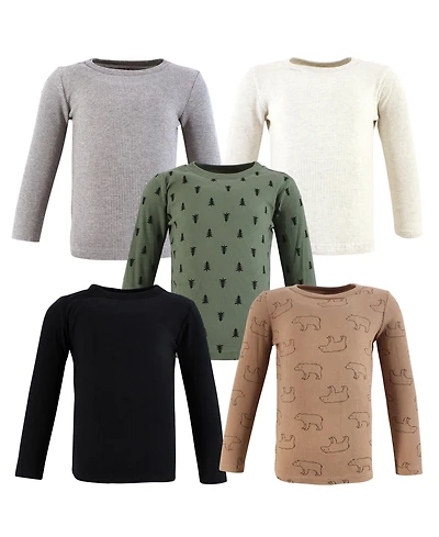 Hudson Baby Baby Boys Hudson Thermal Long Sleeve Tees 5pk, Bear Tree, 18-24 Months