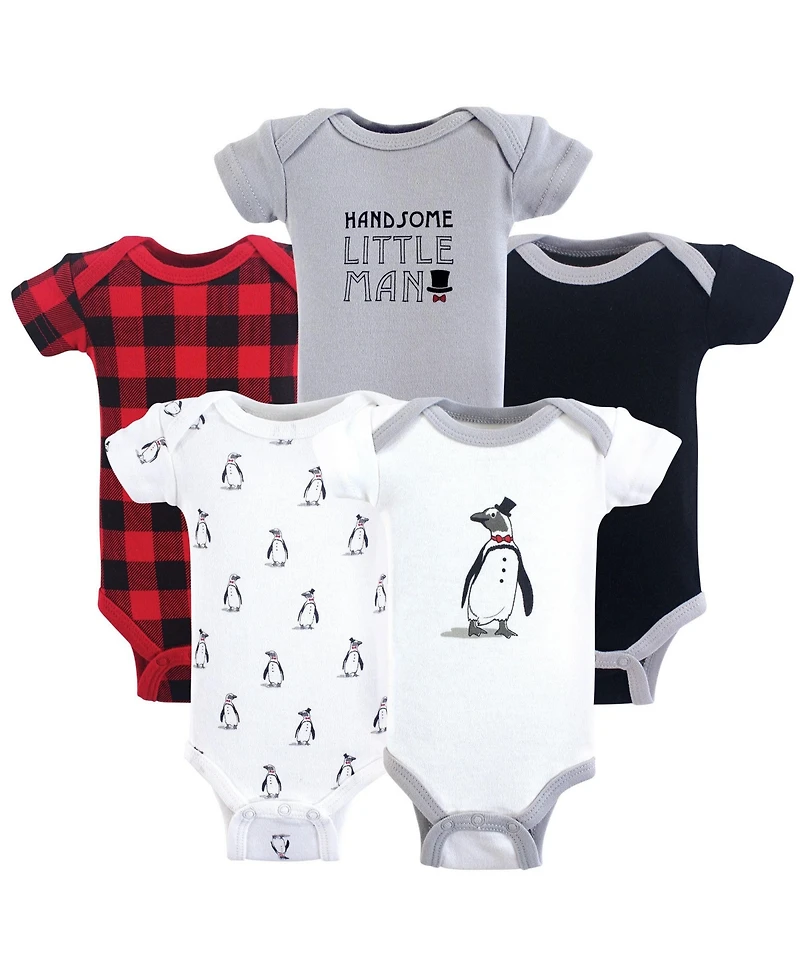 Hudson Baby Boys Multipack of 5 Comfortable Cotton Bodysuits