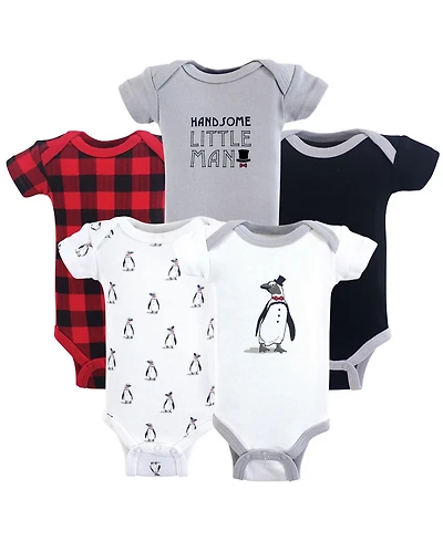 Hudson Baby Boys Multipack of 5 Comfortable Cotton Bodysuits
