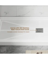 Casainc 60"W X 30"D Smc Single Threshold Shower Base Anti-Slip Shower Pan, Drain Assembly & Drain Cover Included