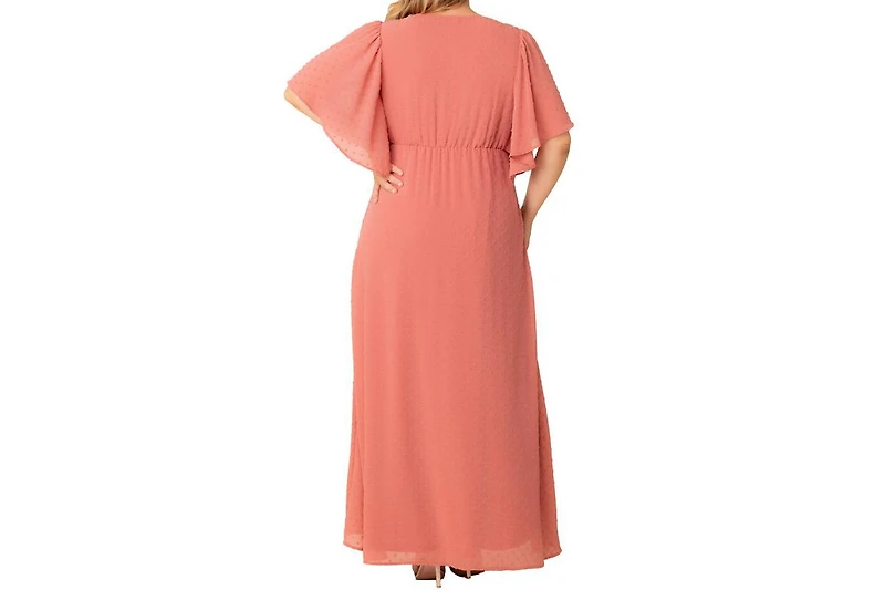 Kiyonna Plus Carmella Flutter Sleeve Gown