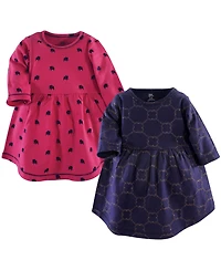 Yoga Sprout Baby Girls Comfy Warm All-Day Long Sleeve Dress 2Pk