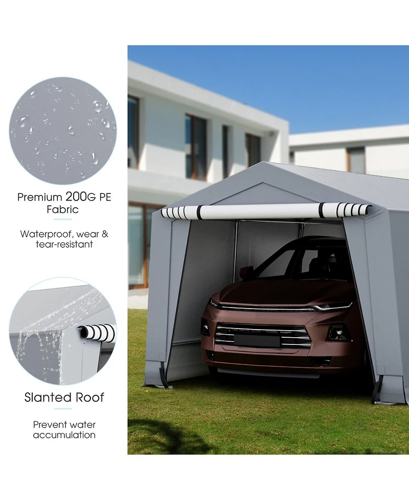 10 x Feet Outdoor Heavy-Duty Carport with 2 Doors-10 x ft