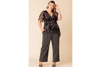 Kiyonna Plus Rosalie Embroidered Wrap Top