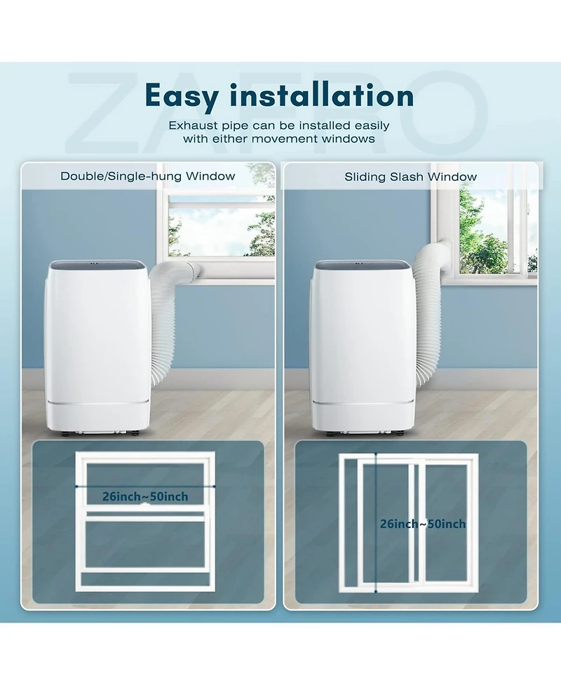 Zafro Portable Air Conditioner,13000 Btu Air Conditioner for Room Up to 600 Sq. Ft,3-in-1 Portable Ac Unit,Cool & Dehumidifier & Fan Modes, Portable A