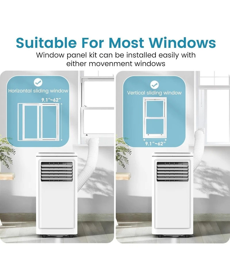 Cowsar 8000 Btu Portable Ac, 4 Modes, Cools 350sq.ft, Remote, Led Display, 24H Timer, 360° Wheels