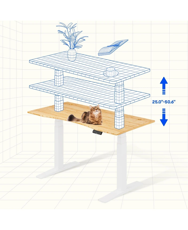 Flexispot E7-commercial W Electric Adjustable Standing Desk, Curved Bamboo Top