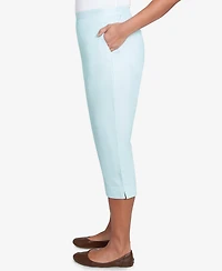 Alfred Dunner Women's St. Thomas Heat Set Embroidered Capri Pants