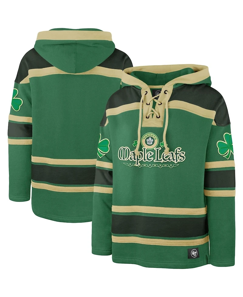 '47 Brand Men's Kelly Green Toronto Maple Leafs St. Patrick's Day McLucky Superior Lacer Pullover Hoodie