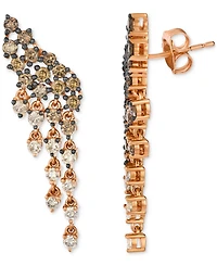 Le Vian Chocolate Ombre Diamond Cascading Cluster Drop Earrings (2 ct. t.w.) in 14k Rose Gold