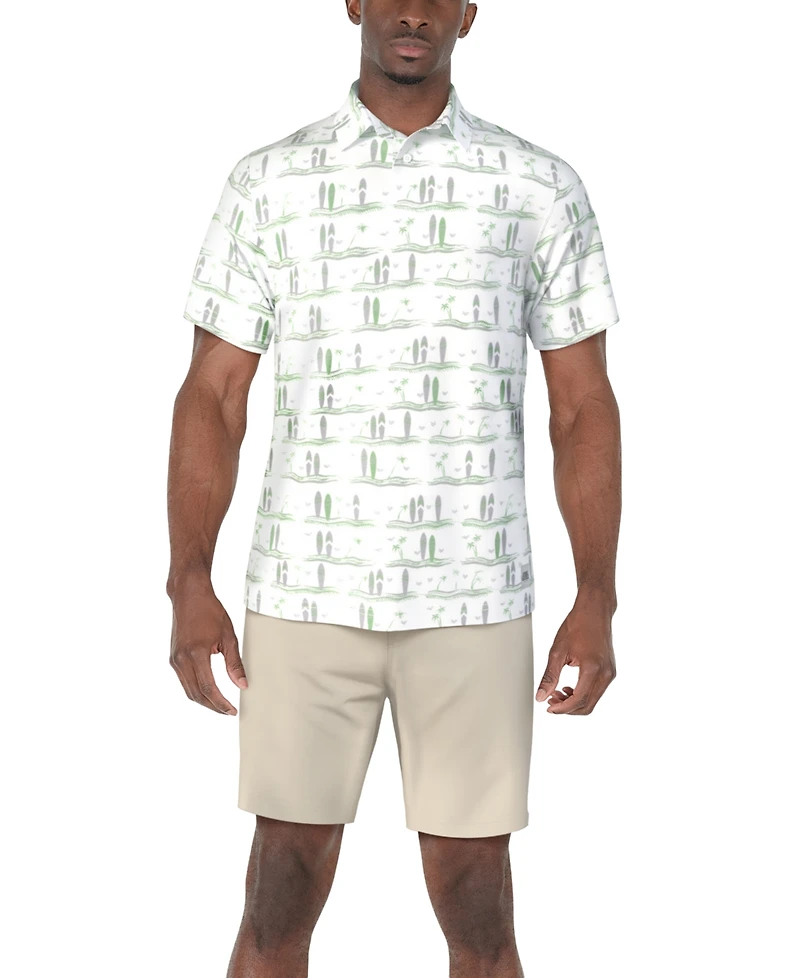 Pga Tour Men's Surfboard-Print Polo Shirt