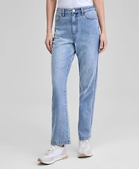 And Now This Women's Embroidered Floral High Rise Straight-Leg Ankle Jeans, Exclusively at Macy's