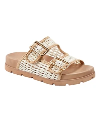 Marc Fisher Ltd Women's Mylan Woven Buckle Straps Flat Sandals