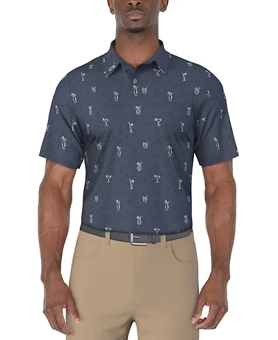 Pga Tour Men's Drink-Print Short-Sleeve Polo Shirt