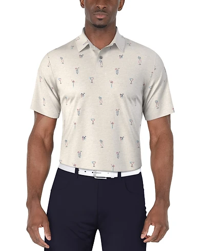 Pga Tour Men's Drink-Print Short-Sleeve Polo Shirt