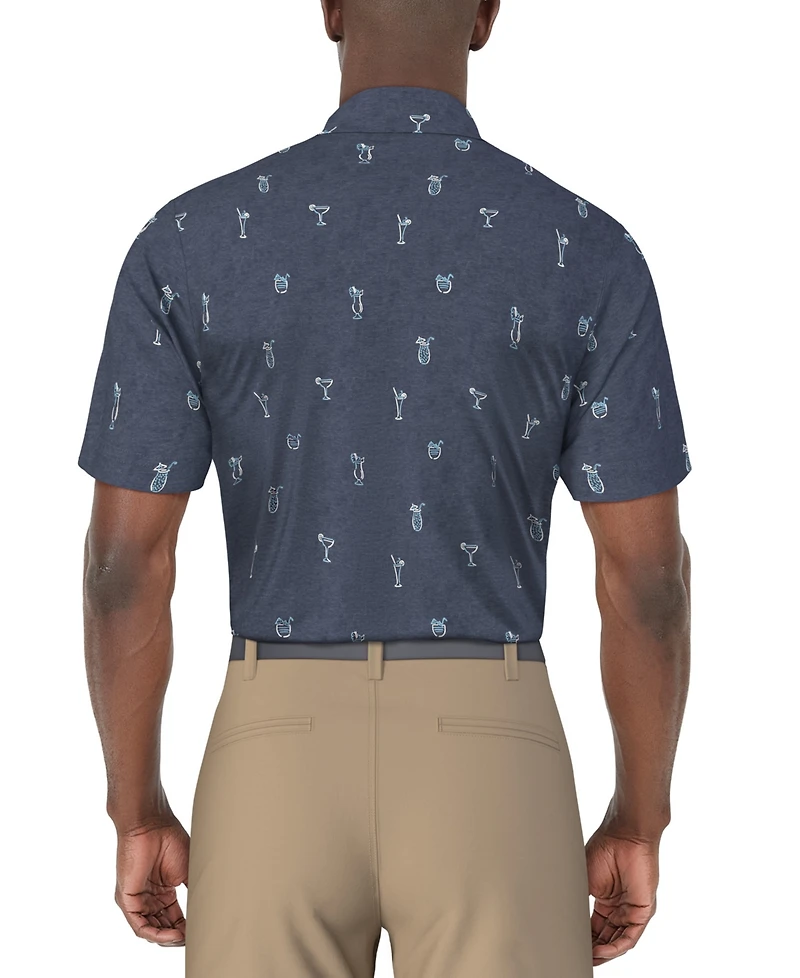 Pga Tour Men's Drink-Print Short-Sleeve Polo Shirt