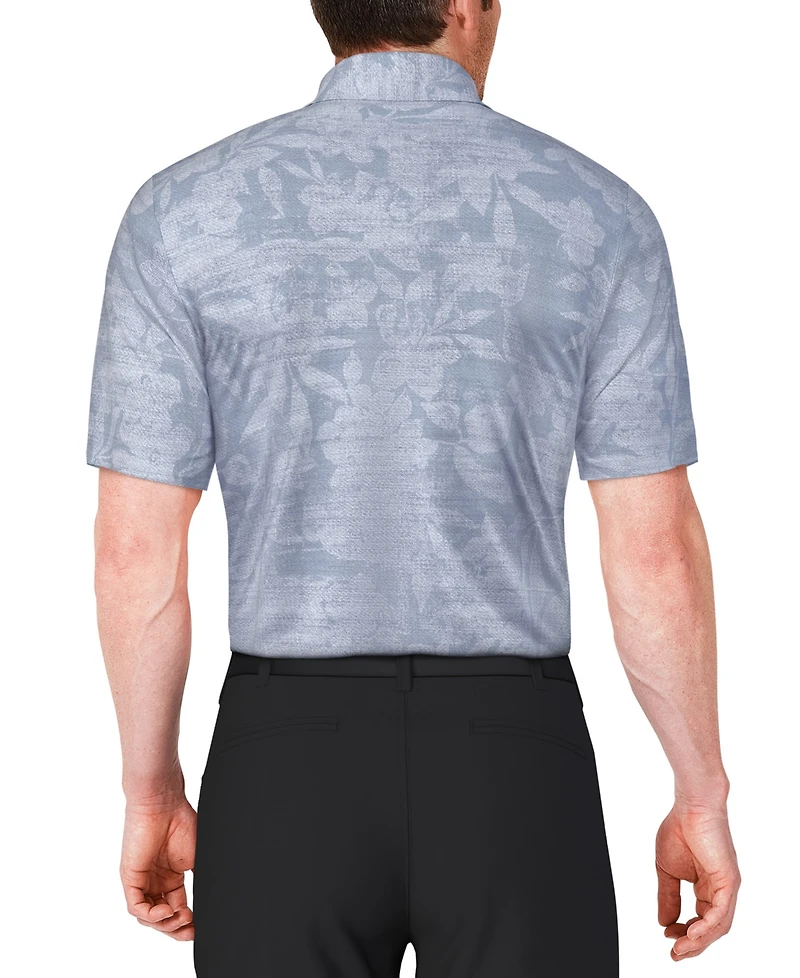 Pga Tour Men's Distressed Floral Print Polo Shirt