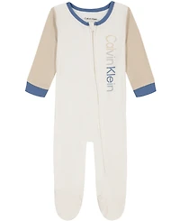 Calvin Klein Baby Boys Colorblock Zip-Front Footed Coverall