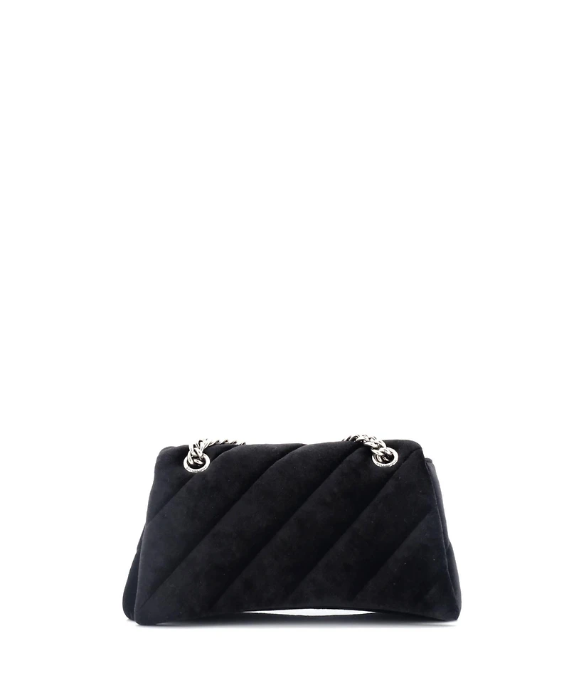 Pre-Owned Balenciaga Medium Crush Chain Flap Bag Quilted Velvet
