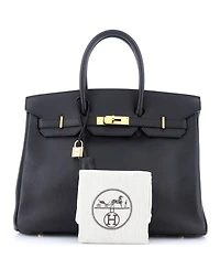 Pre-Owned Hermes Birkin 35 Handbag Ardennes with Gold Hardware