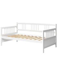 Twin Size Wooden Slats Daybed Bed with Rails