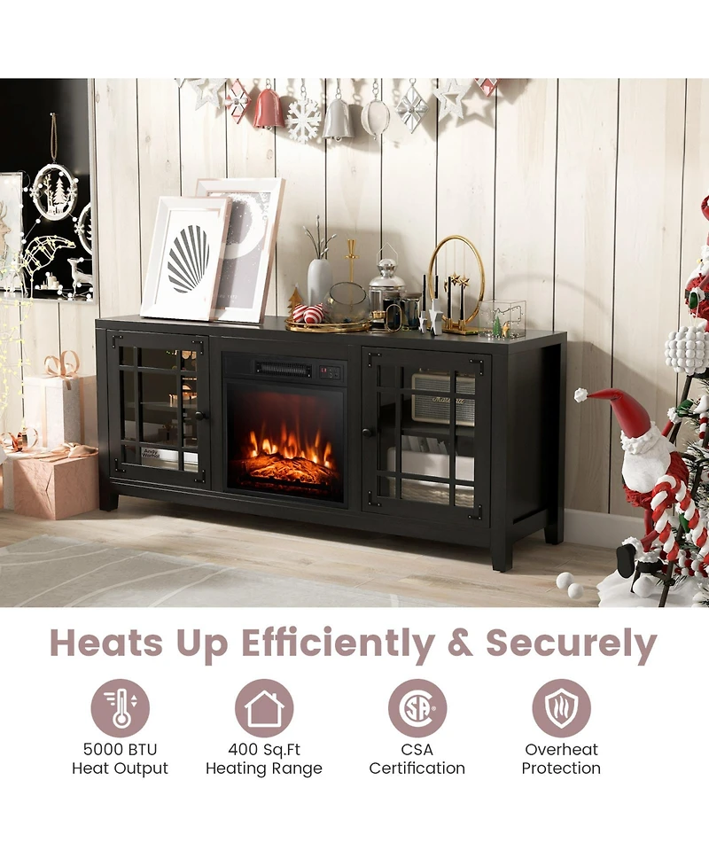 58 Inch Fireplace Tv Stand with Adjustable Shelves for TVs up to 65 Inch