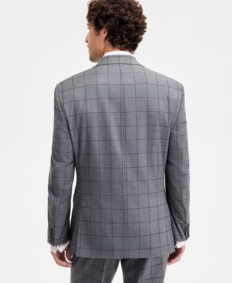 Tayion Collection Men's Classic-Fit Windowpane Suit Separate Jacket