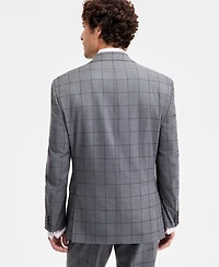 Tayion Collection Men's Classic-Fit Windowpane Suit Separate Jacket