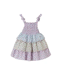 Andy & Evan Little Girls Toddler/Child Color Blocked Floral Teired Dress