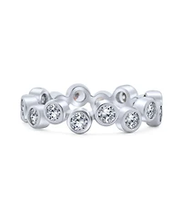 Bling Jewelry Bubble Circle Geometric Zig Zag Cubic Zirconia Bezel Band Cz Eternity Ring .925 Sterling Silver