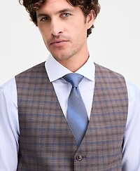 Tayion Collection Men's Classic-Fit Plaid Suit Separate Vest