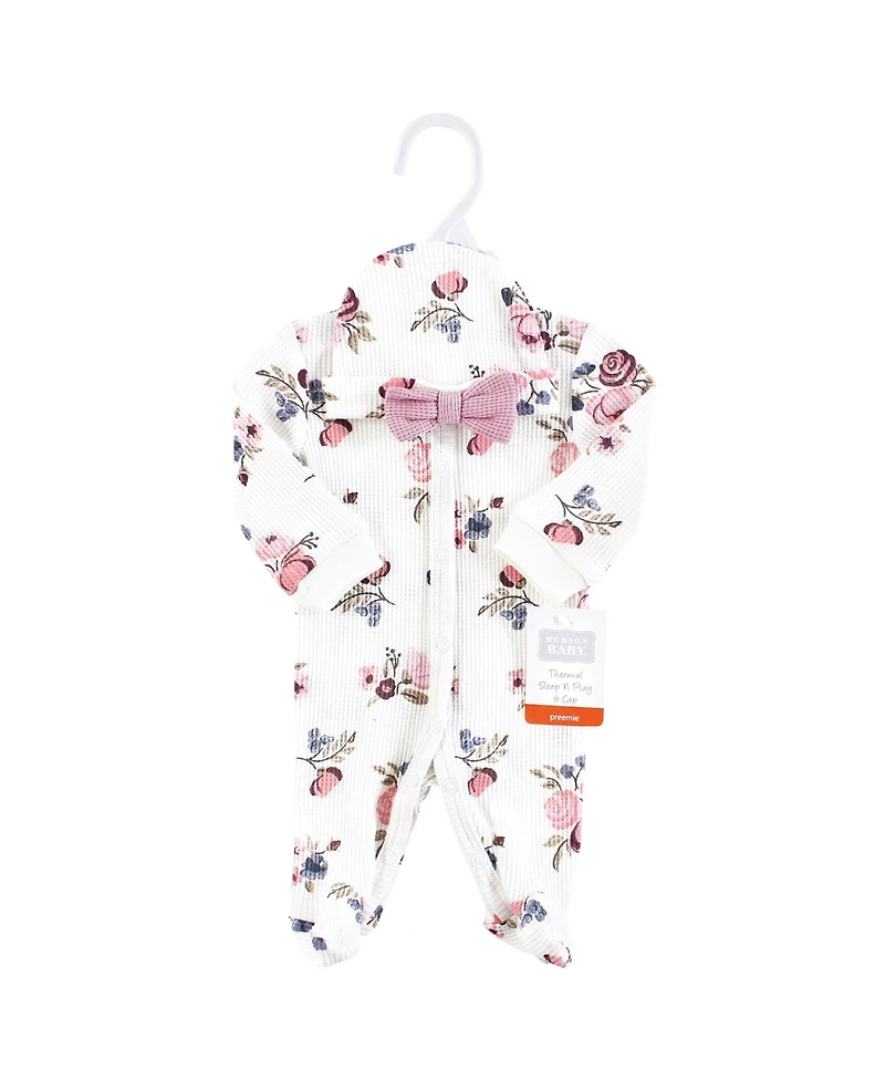 Hudson Baby Baby Girls Hudson Thermal Preemie Sleep and Play and Cap