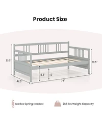 Twin Size Wooden Slats Daybed Bed with Rails