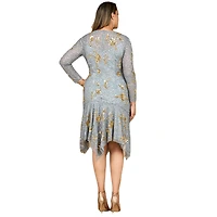 Lara Women's Beaded Midi Dress with Asymmetrical Hem
