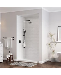 Casainc 48"W X 36"D Solid Surface Single Threshold Shower Base Anti-Slip Shower Pan, Drain Assembly & Drain Cover Included