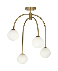 Possini Euro Design Clara 26" Mid Century Modern 4-Light Semi Flush-Mount Ceiling Light Fixture Kitchen Foyer Warm Brass Finish