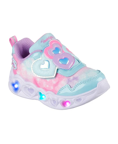Skechers Toddler Girls Heart Lights - Lovin Reflection Light-Up Fastening Strap Casual Sneakers from Finish Line