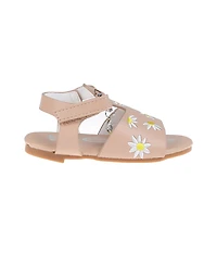 Bebe Toddler Girls Denim and Embroidered Flowers Sandals