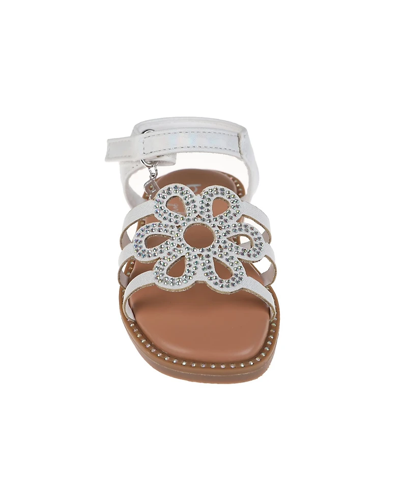 Bebe Toddler Girls Adhesive Strap with Flower Sandals
