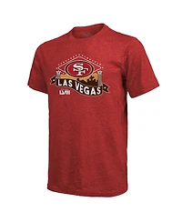 Men's Majestic Threads Scarlet San Francisco 49ers Super Bowl Lviii Tri-Blend T-shirt