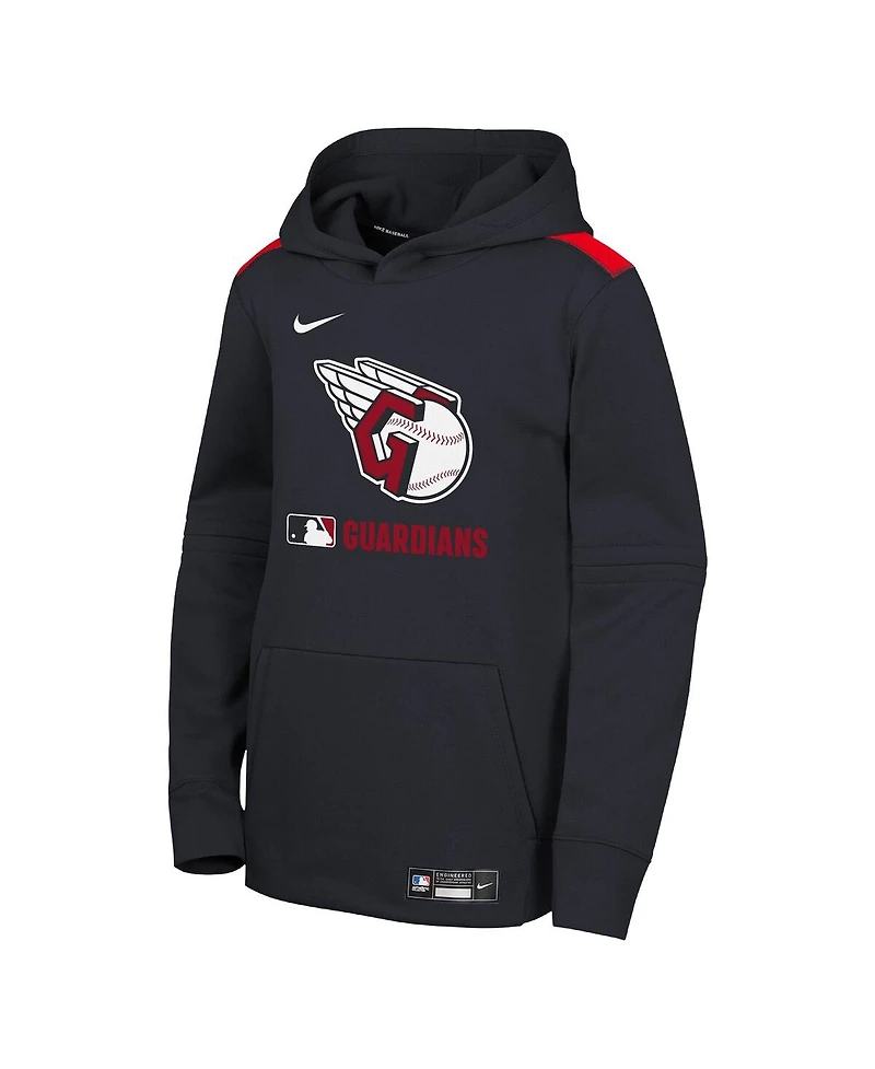 Nike Big Boys and Girls Navy Cleveland Guardians Authentic Collection Performance Pullover Hoodie